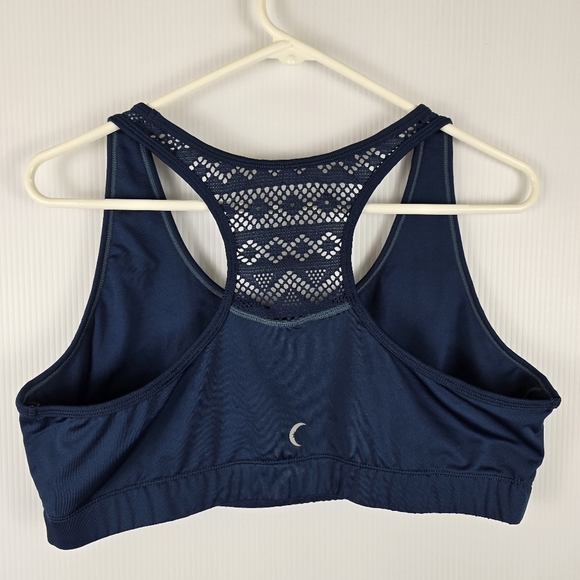 ZYIA Womens Navy Racerback Bomber Sports Bra With Lace Back Detail Size XXL - Picture 2 of 11